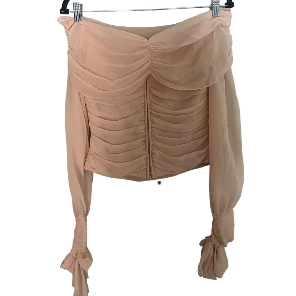 Women's Patrick‎ Christopher Silk Light Pink Top with Ruffle Detailing Size 4